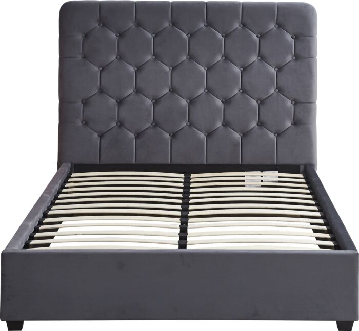 Madison 5' Bed - Grey Velvet Fabric