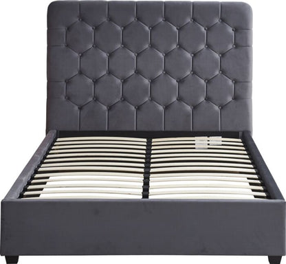 Madison 5' Bed - Grey Velvet Fabric