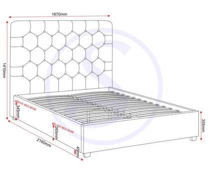 Madison 5' Bed - Black Velvet Fabric