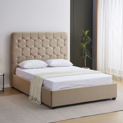 Madison 5' Bed - Fawn Velvet Fabric