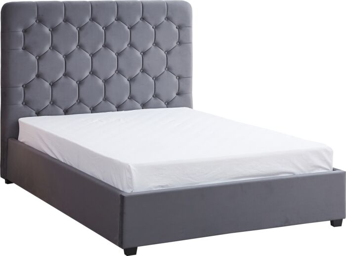 Madison 5' Ottoman Bed - Grey Velvet Fabric