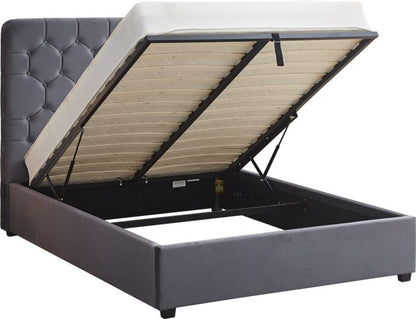Madison 5' Ottoman Bed - Grey Velvet Fabric