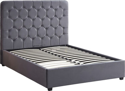 Madison 5' Ottoman Bed - Grey Velvet Fabric