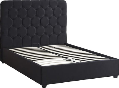 Madison 5' Ottoman Bed - Black Velvet Fabric