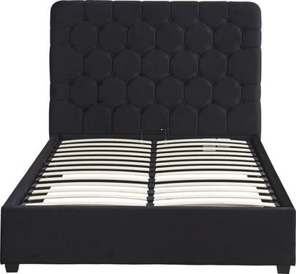 Madison 5' Ottoman Bed - Black Velvet Fabric