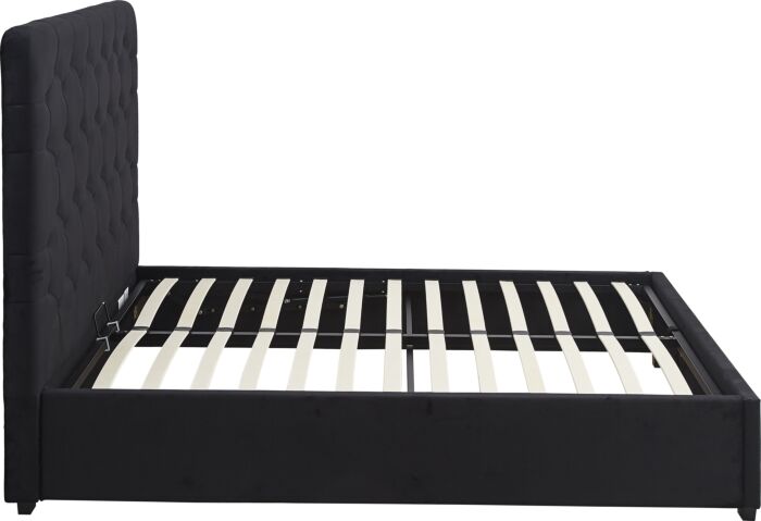 Madison 5' Ottoman Bed - Black Velvet Fabric