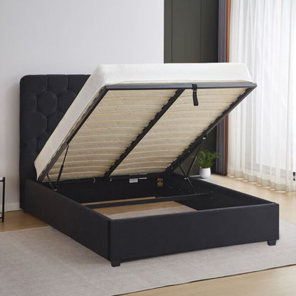 Madison 5' Ottoman Bed - Black Velvet Fabric