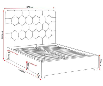Madison 5' Ottoman Bed - Black Velvet Fabric
