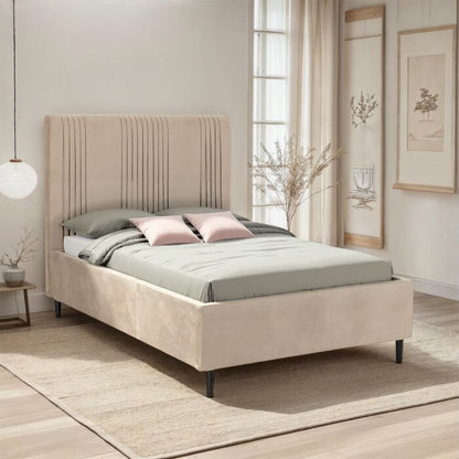 Maine 5' Bed - Taupe Velvet Fabric