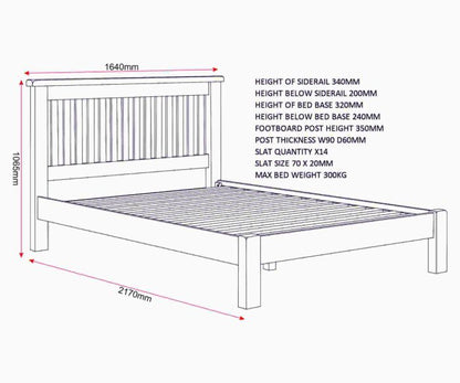 Windsor 5' Low End Bed - Natural Oak
