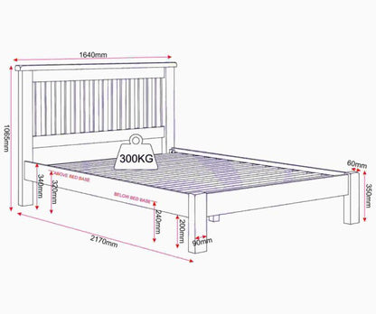 Windsor 5' Low End Bed - Pebble Grey/Oak