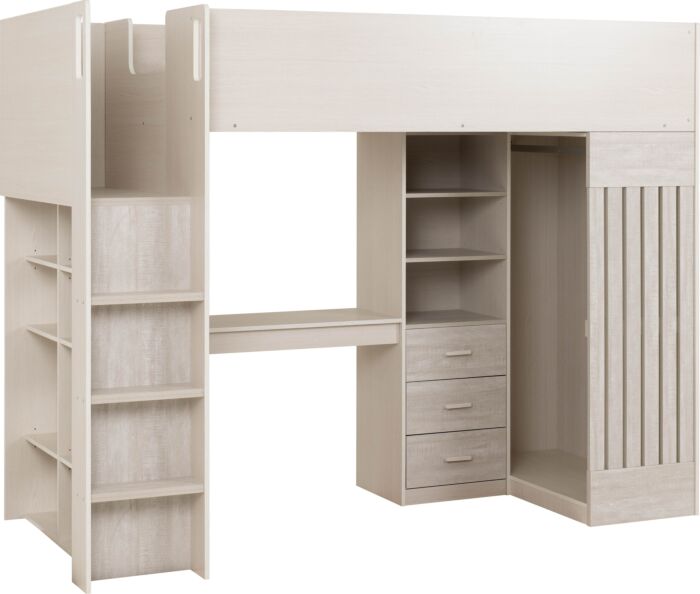 Jupiter High Sleeper Bed - White/Grey