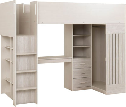 Jupiter High Sleeper Bed - White/Grey