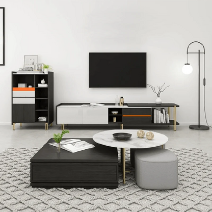 RS2 Nesting Coffee Table Set With Two Stools