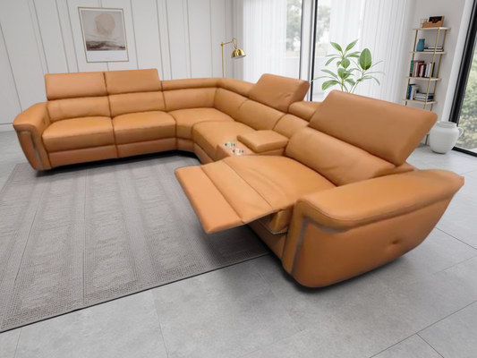 Somerville Electric Recliner Sofa Tan Large Corner