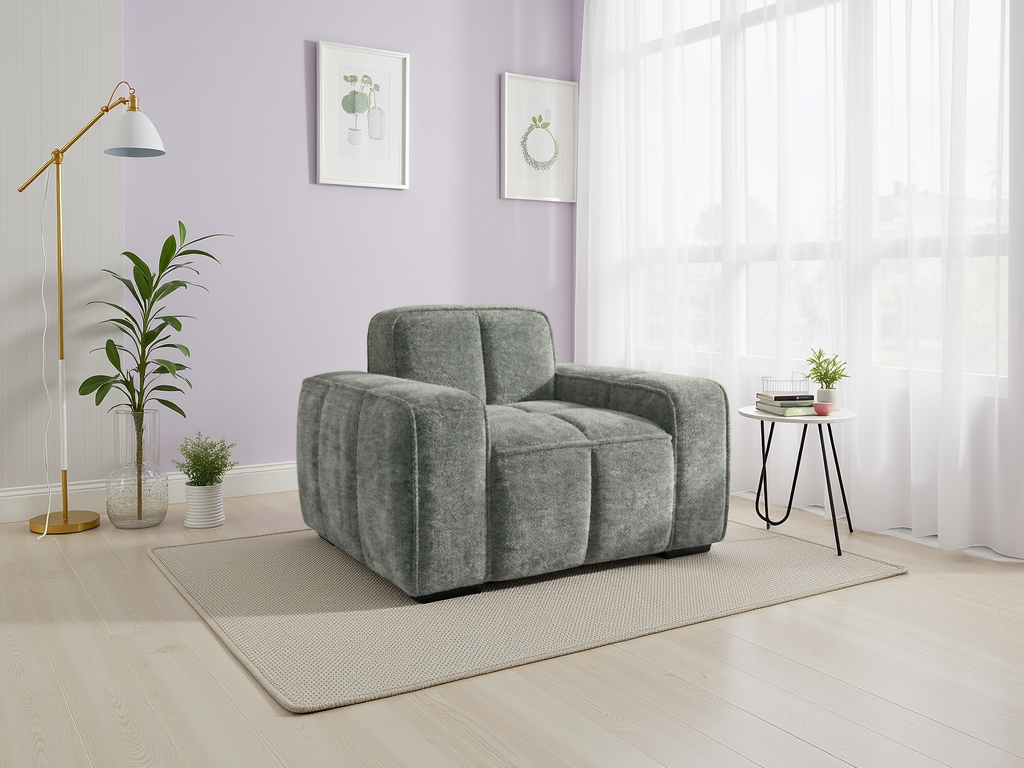Modern Grey Armchair Sofa – Upholstered Living Room Chair-Paris