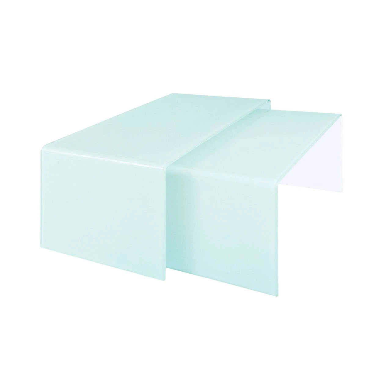 Cascade Nest Of 2 Aqua Green Curved Glass Coffee Tables