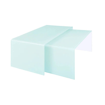 Cascade Nest Of 2 Aqua Green Curved Glass Coffee Tables