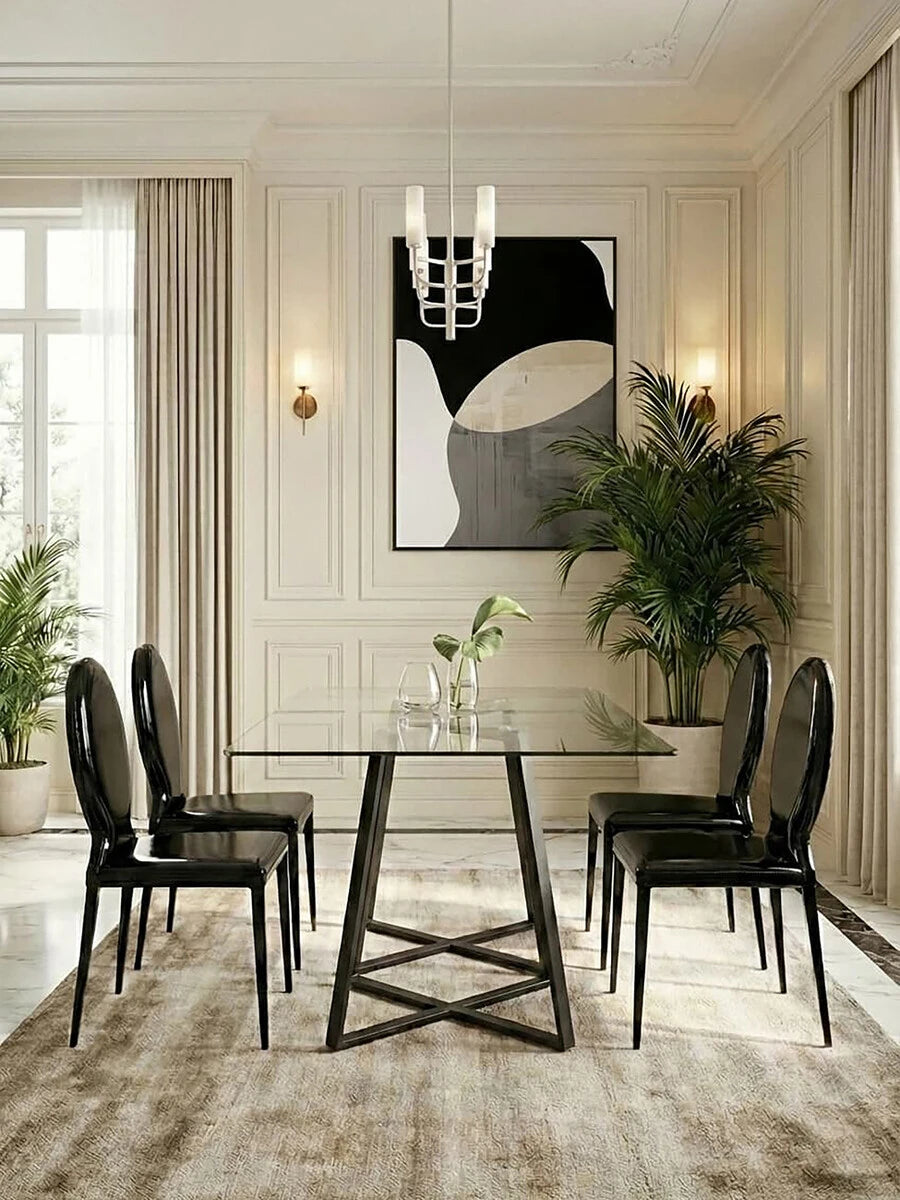 Louis Black Patent Leather Effect Dining Chair