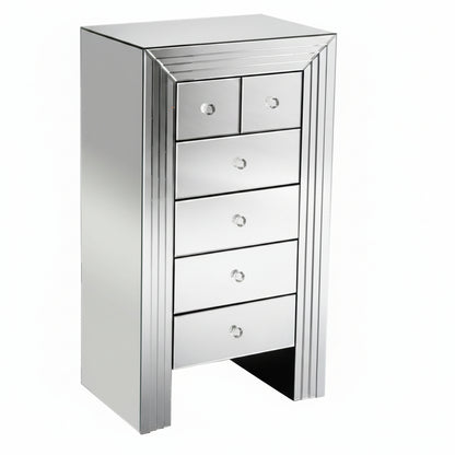 Mirrored 6 Drawer Chest of Drawers| H126 x D45 x W68 cm