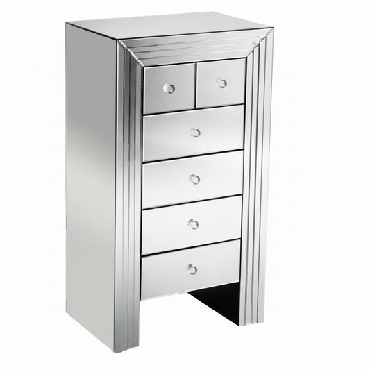Mirrored 6 Drawer Chest of Drawers| H126 x D45 x W68 cm
