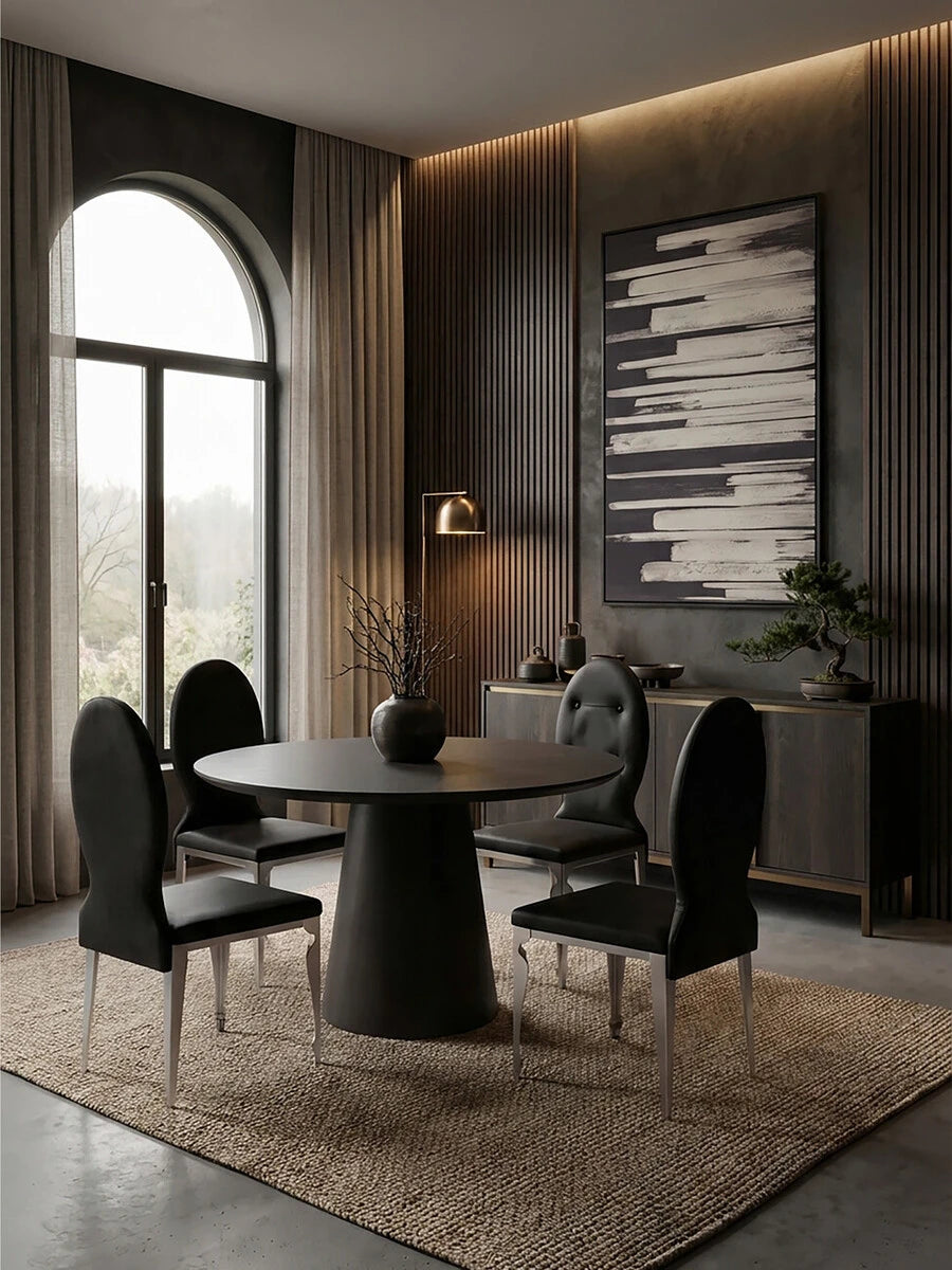 Silk Dining Black Chair With Stainless Steel Legs