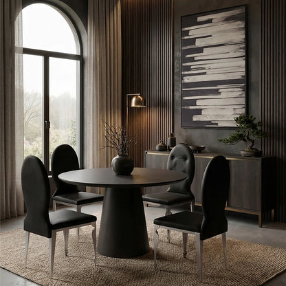 Silk Dining Black Chair With Stainless Steel Legs