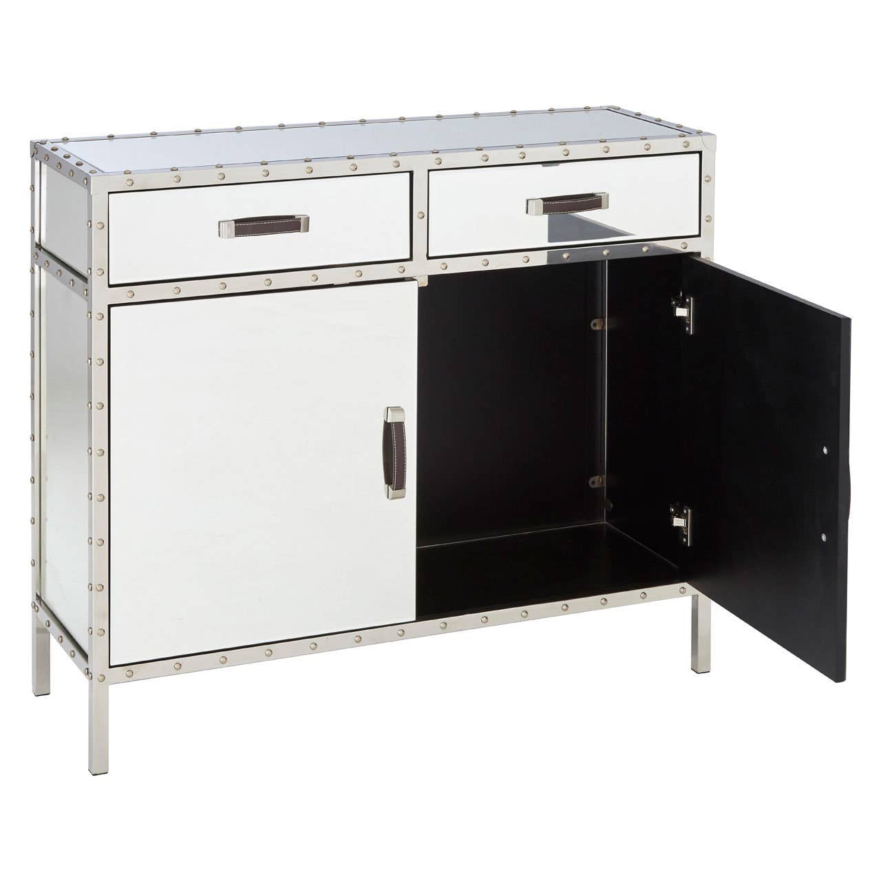 Rivet Mirrored Two Door Sideboard with Drawers