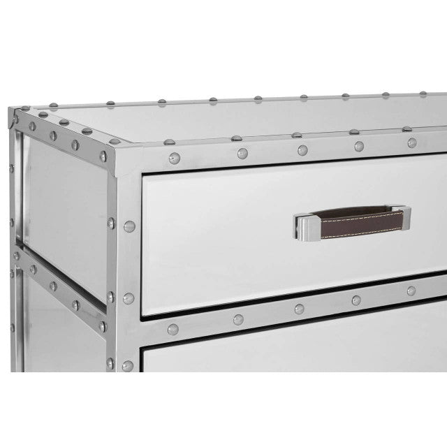 Rivet Mirrored Two Door Sideboard with Drawers