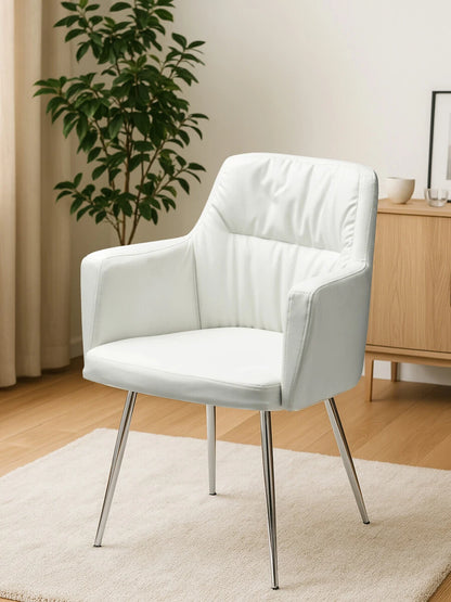 Merrik White Leather Effect Dining Chair