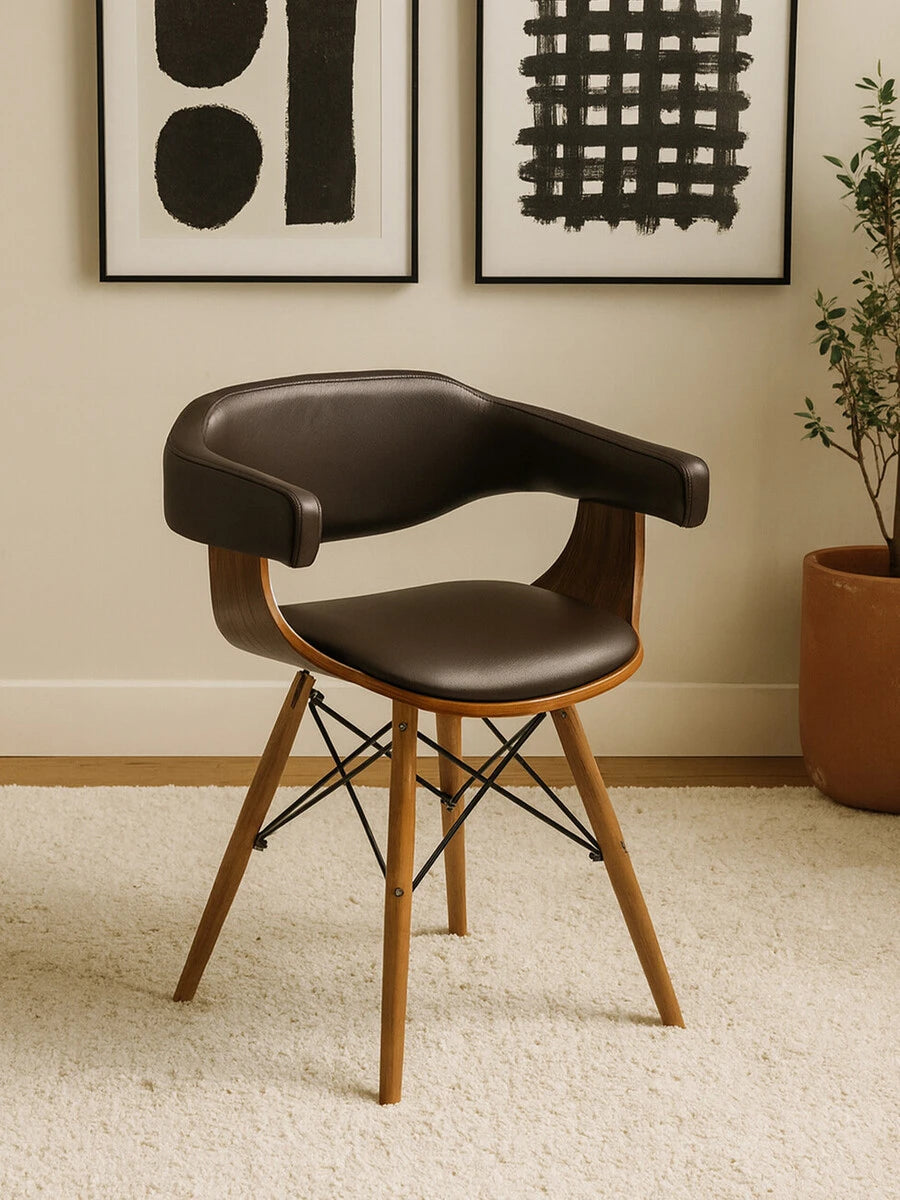 Parkar Brown Leather Effect and Beech Wood Chair