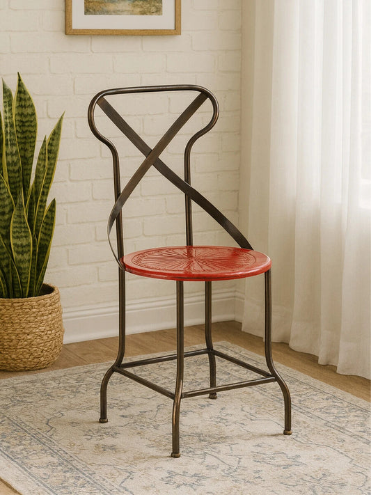 Artisan Red Metal Seat Chair