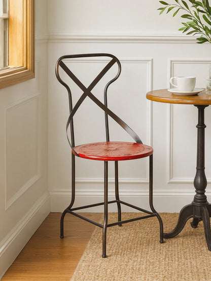 Artisan Red Metal Seat Chair