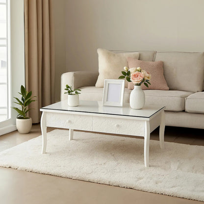 Chamonix White Coffee Table with Drawers