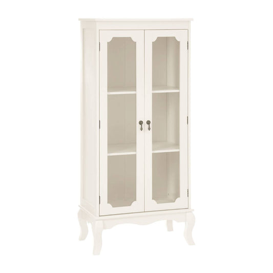 Marcella Two Glass Door Ivory Finish Cabinet