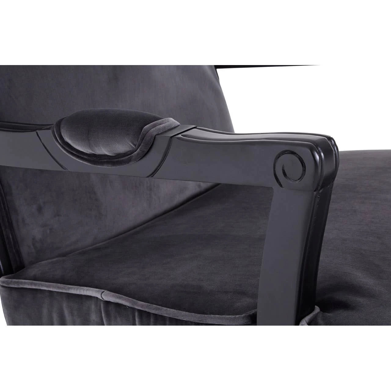 Rococo Grey Velvet Chair And Footstool