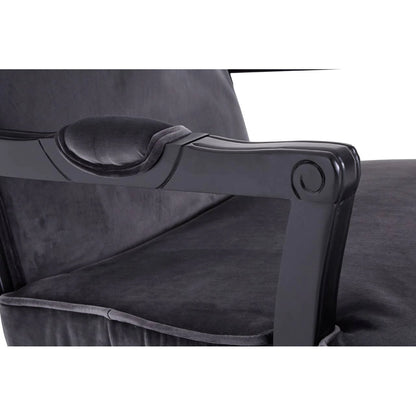 Rococo Grey Velvet Chair And Footstool