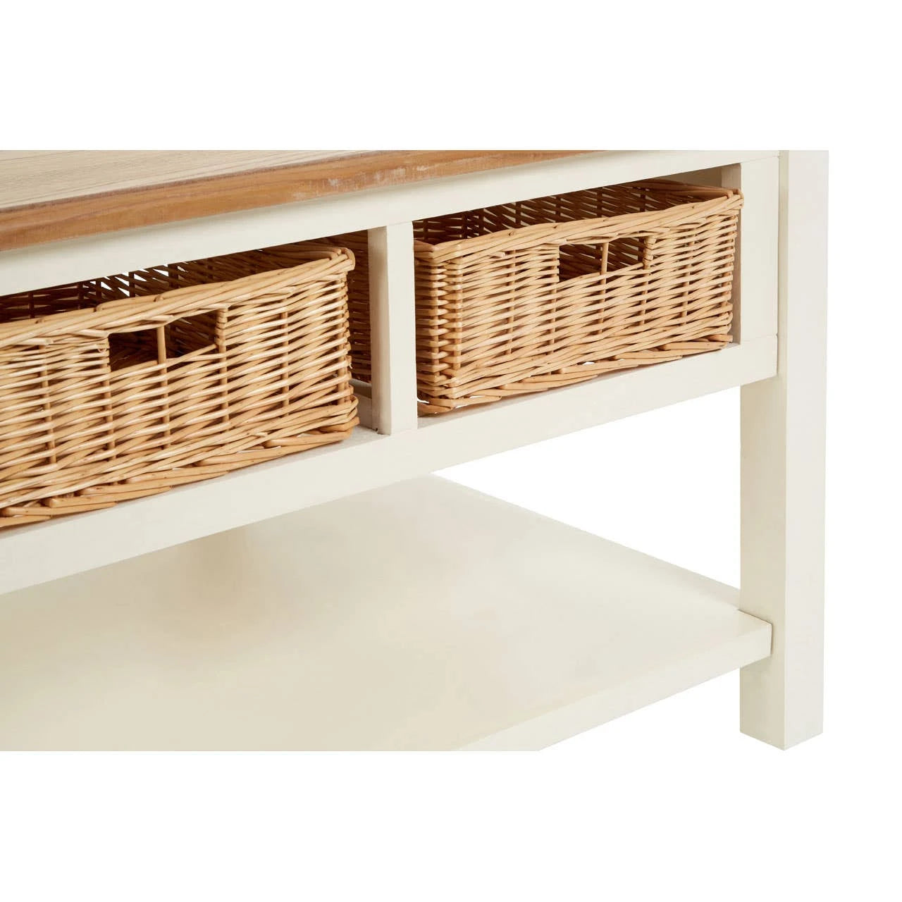 Dorset Cream Coffee Table with Rattan Storage Baskets