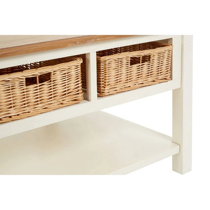 Dorset Cream Coffee Table with Rattan Storage Baskets