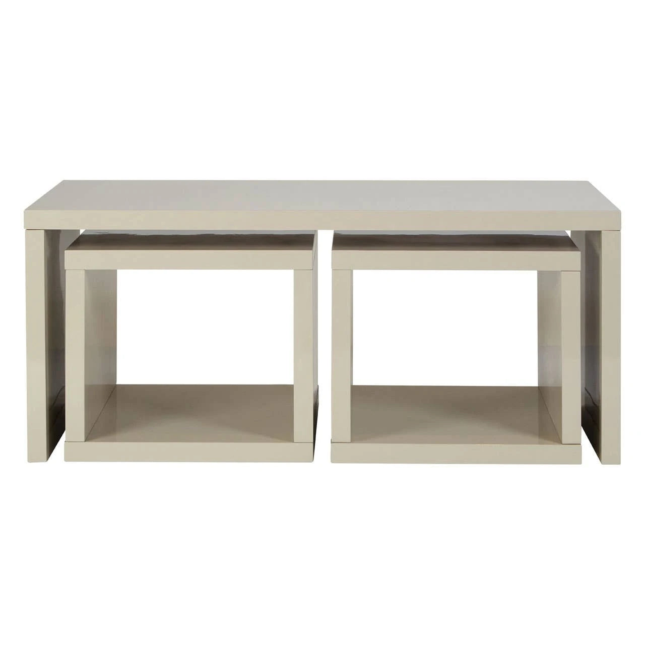 Madrid Dark Grey High Gloss Coffee Table With Two Under Tables