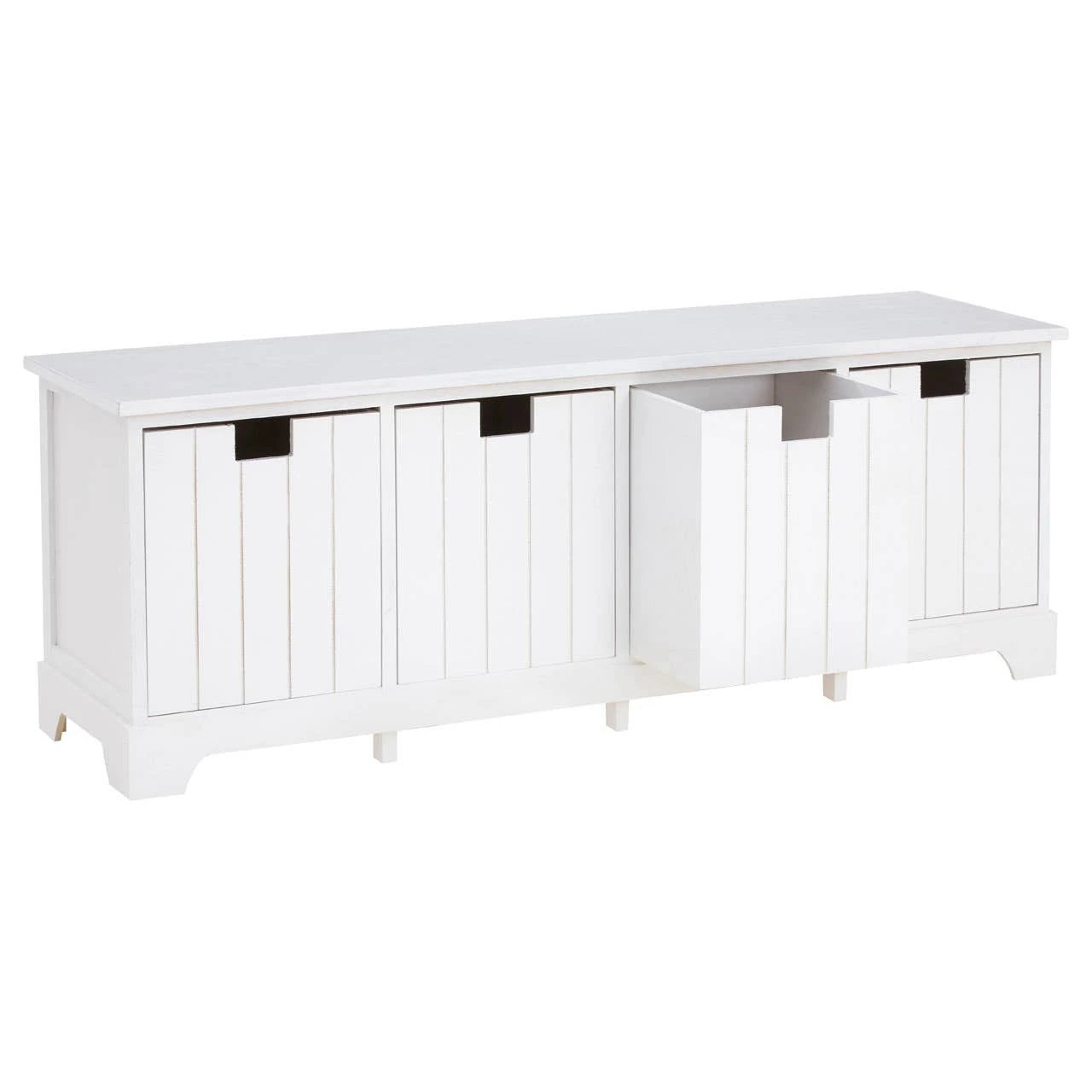 New England White Storage Bench with 4 Drawers
