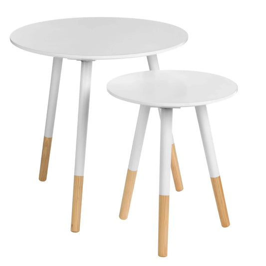 Viborg Set Of Two White Round Side Tables