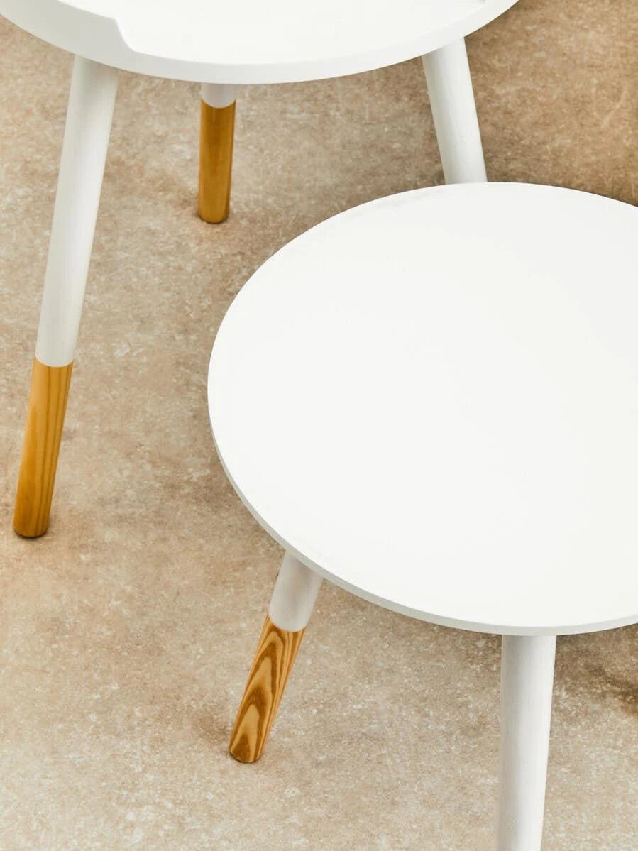 Viborg Set Of Two White Round Side Tables