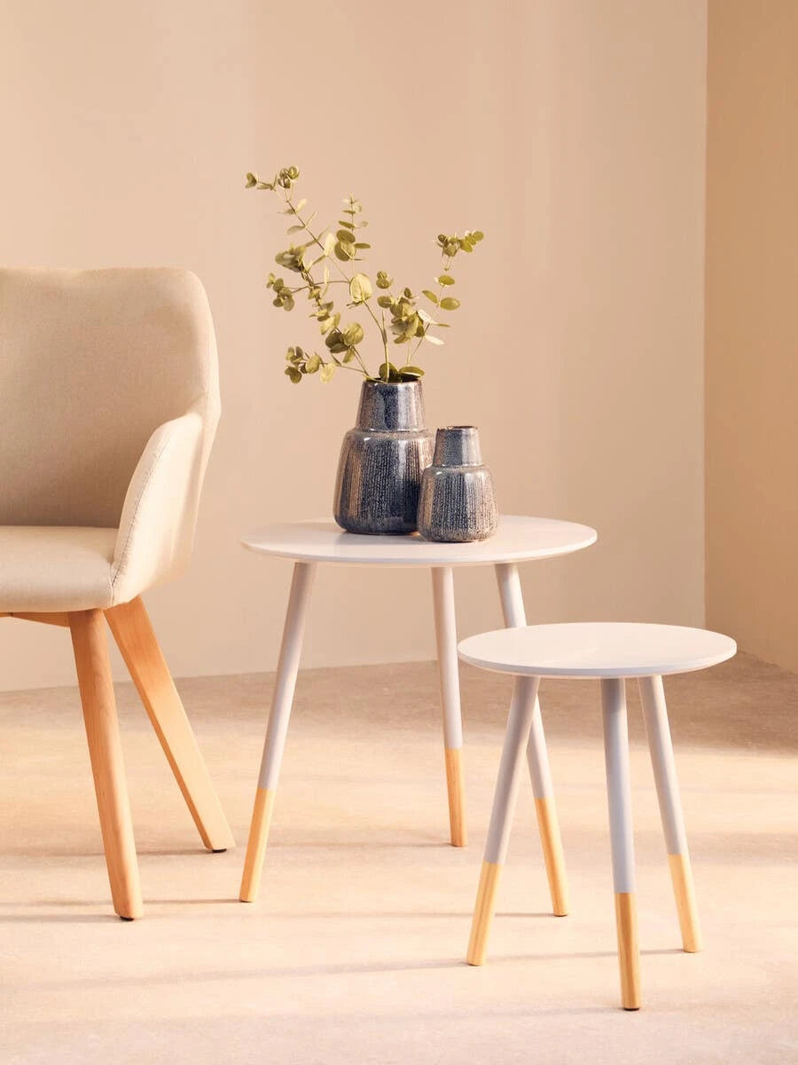 Viborg Set Of Two Grey Round Side Tables