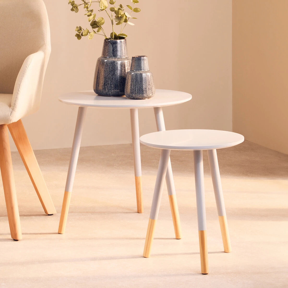 Viborg Set Of Two Grey Round Side Tables