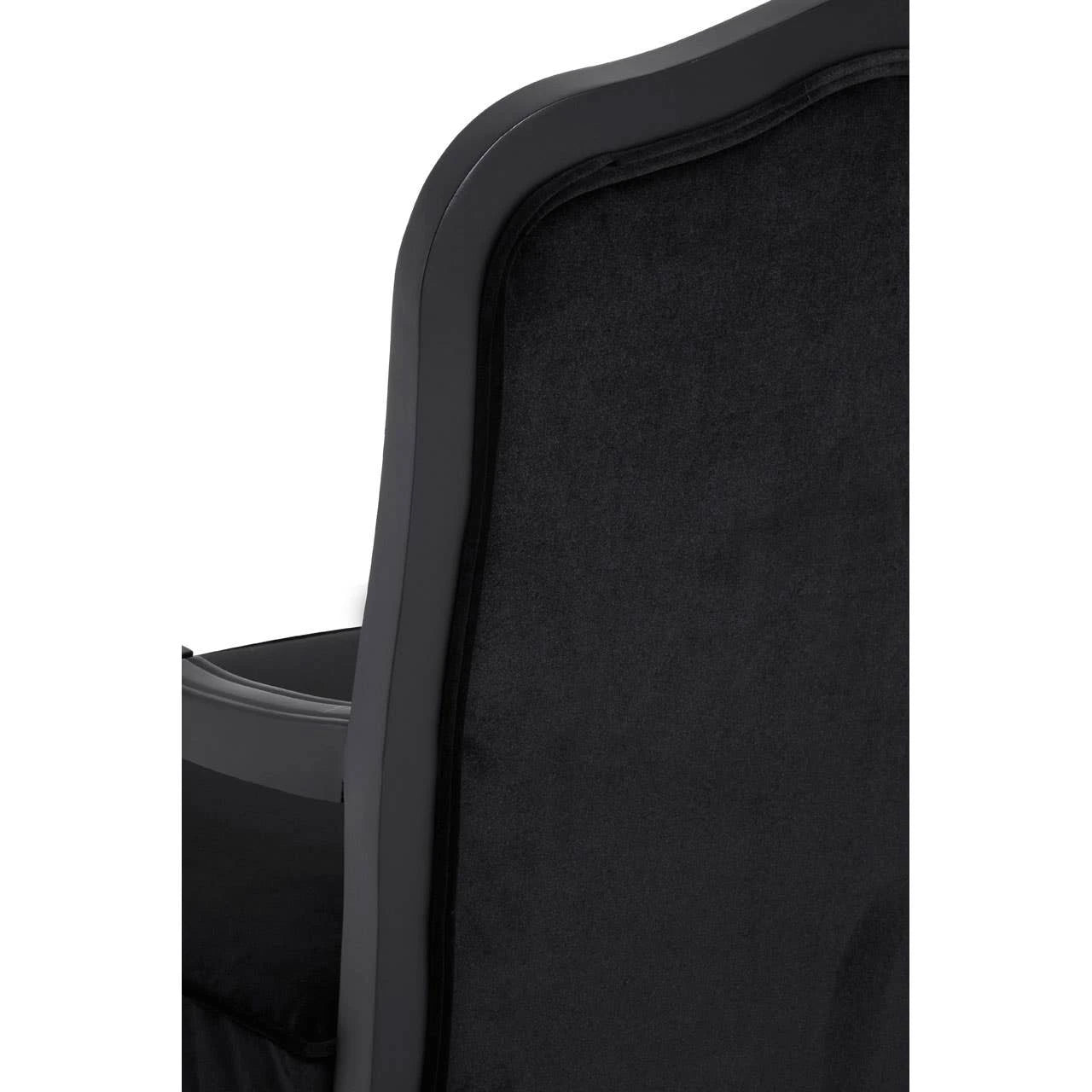 Rococo Black Shiny Velvet Chair And Footstool