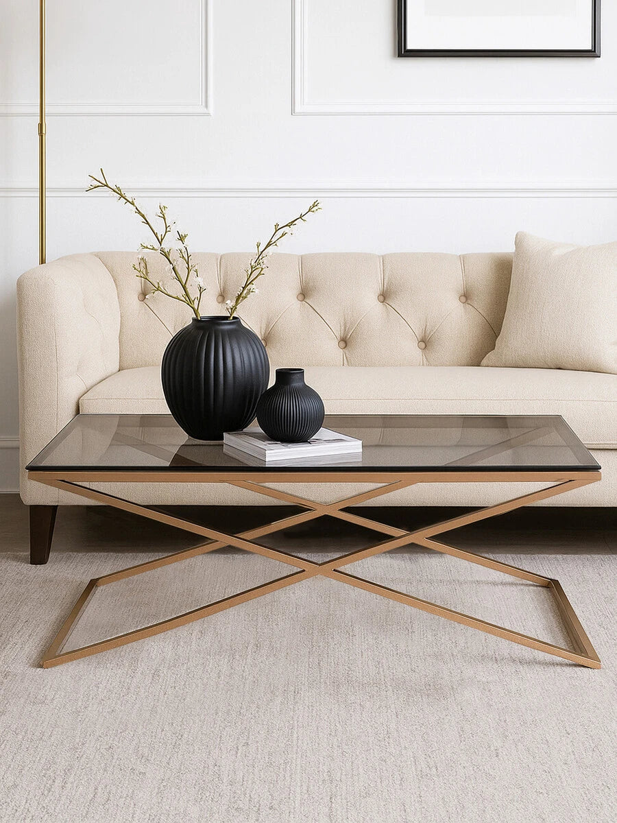 Montril Glass Top Criss Cross Coffee Table