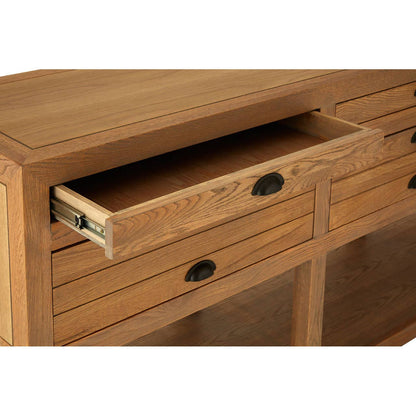 Lyon Washed Grey Oak Wood Console Table with Drawers