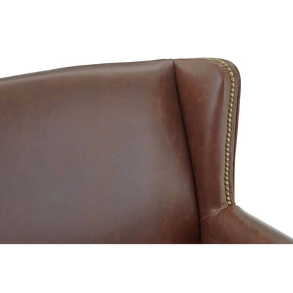 Fulham Brown Leather Effect Wing Armchair