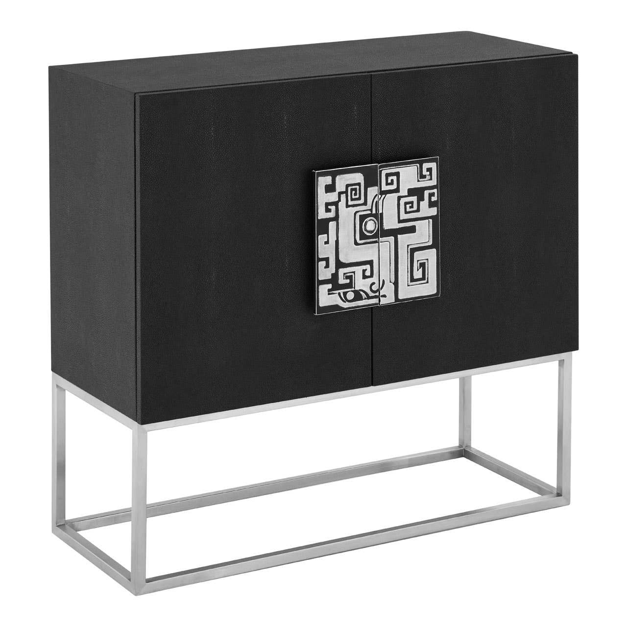 Pacific Black Faux Shark Skin Large Cabinet